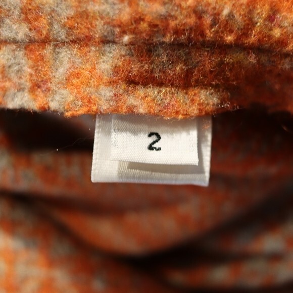 Su-Zen Rare Orange Plaid Wool Skirt Suit Set Longline Jacket Wrap Skirt L/XL - Picture 14 of 16